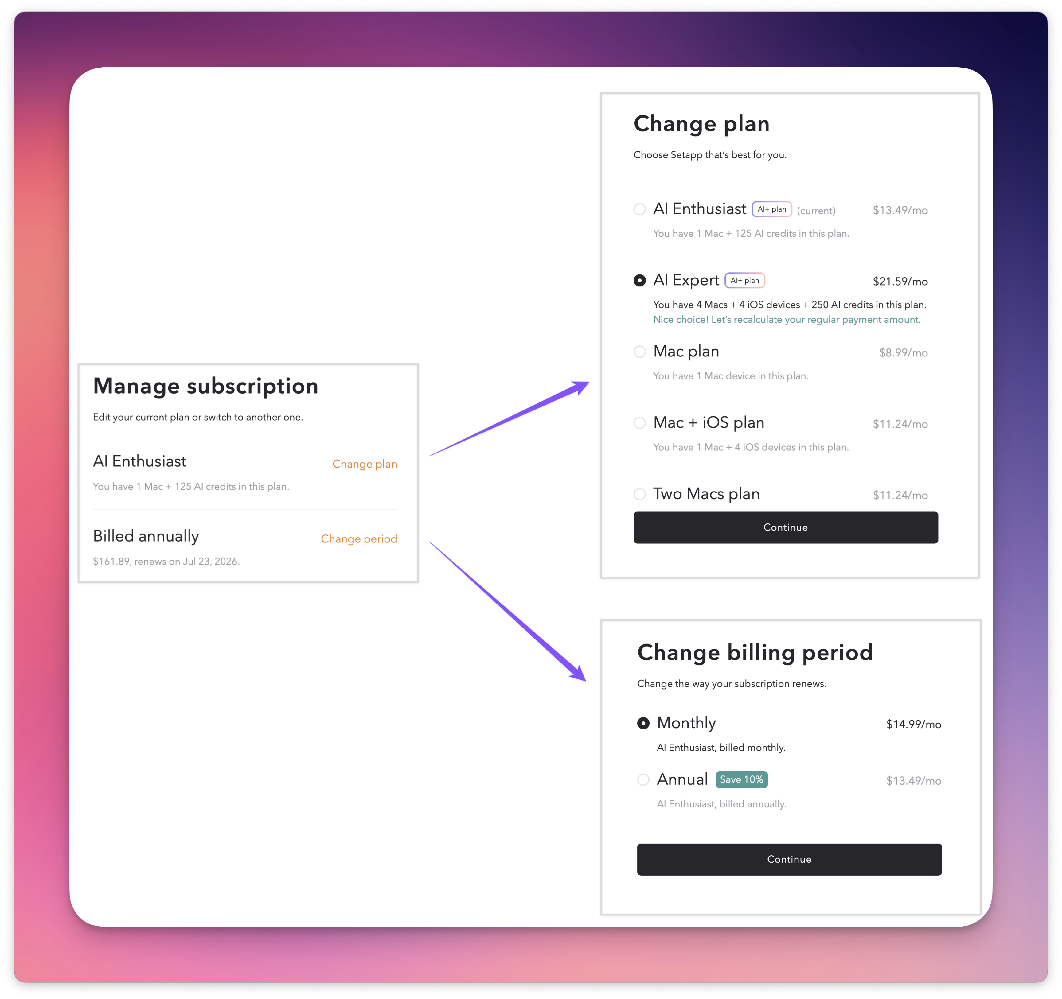 How to upgrade or change your subscription